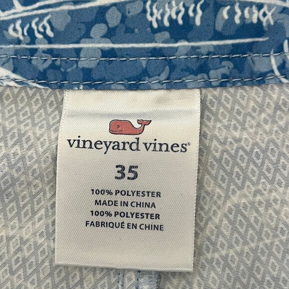 Vineyard Vines Men's School of Tarpon Board Shorts Blue White sz 35 - Picture 6 of 6